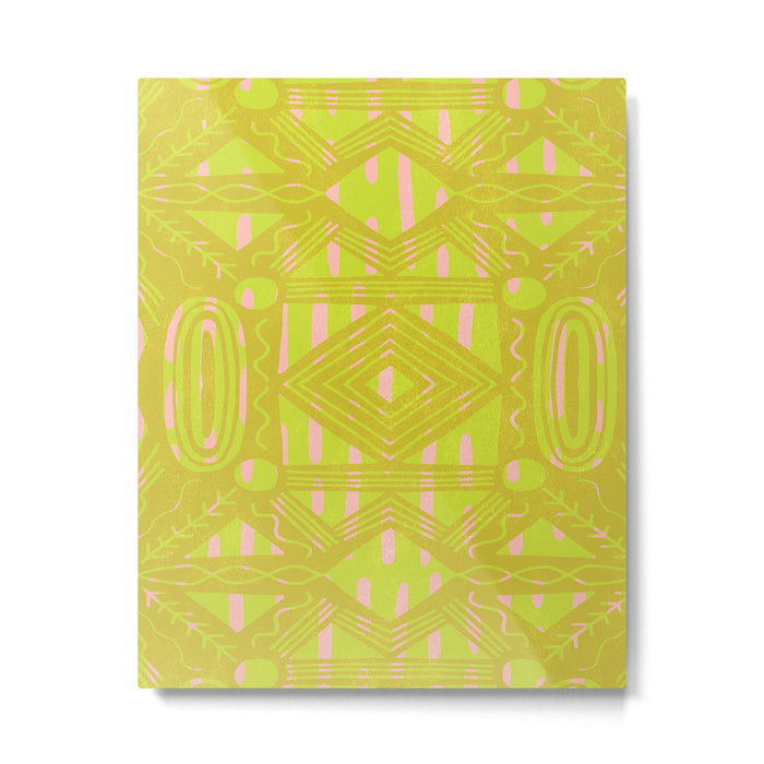 vintage kantha: chartreuse Metal Print Gallery Image 1