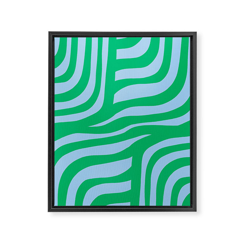 Wavy Zebra Green Framed Canvas Print Gallery Image 8