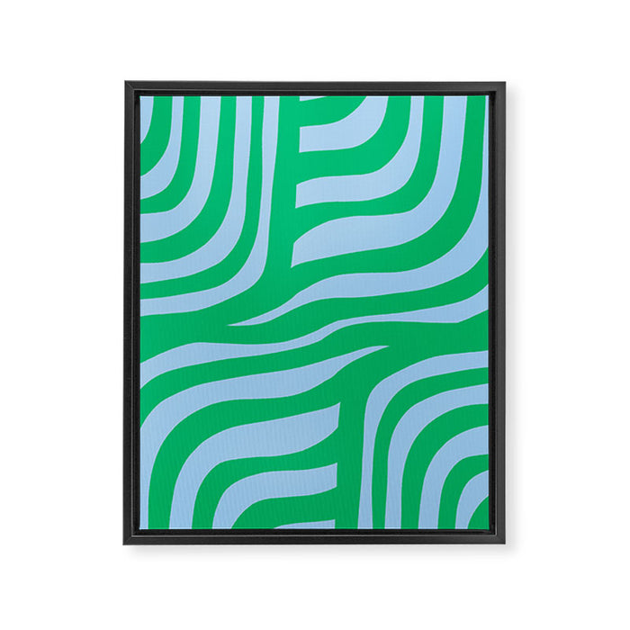 Wavy Zebra Green Framed Canvas Print Gallery Image 1