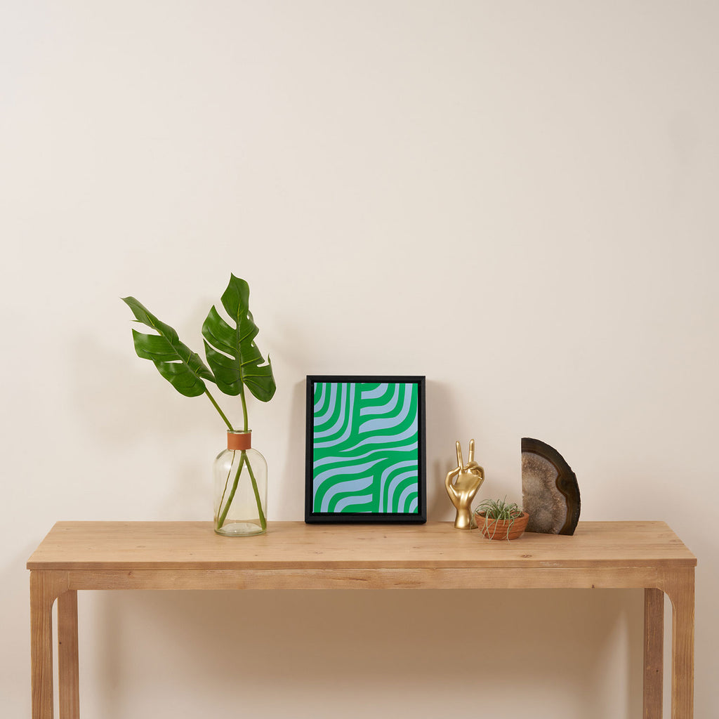Wavy Zebra Green Framed Canvas Print Gallery Image 4