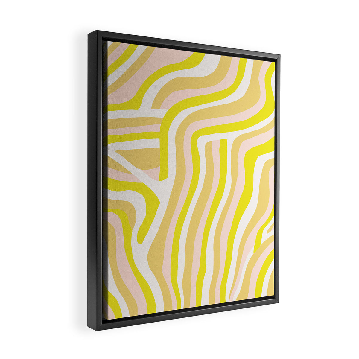 yellow zebra stripes Framed Canvas Print Gallery Image 2