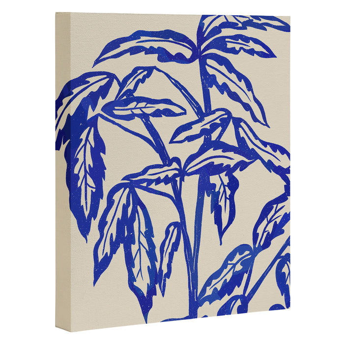 Minimal Blue Plant Canvas Print Gallery Image 1