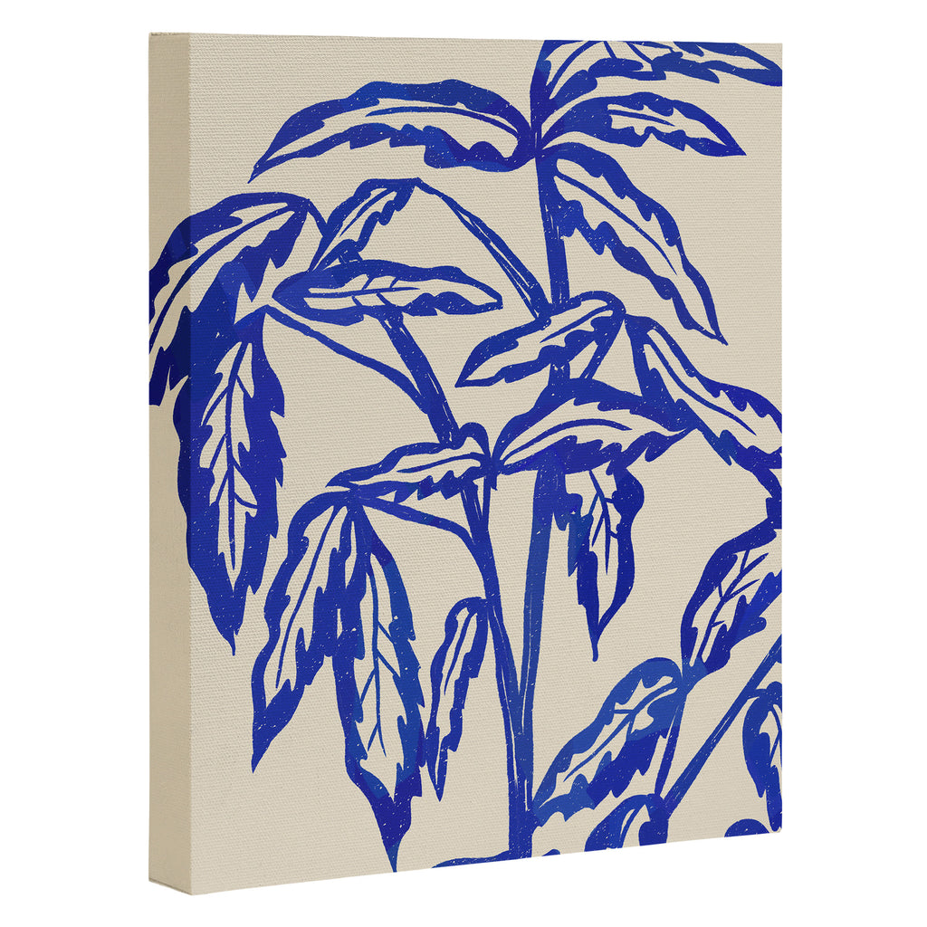 Minimal Blue Plant Canvas Print Gallery Image 3