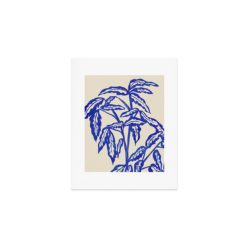 Minimal Blue Plant Art Print Gallery Image 1