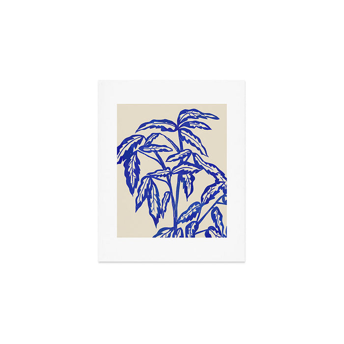 Minimal Blue Plant Art Print Gallery Image 1