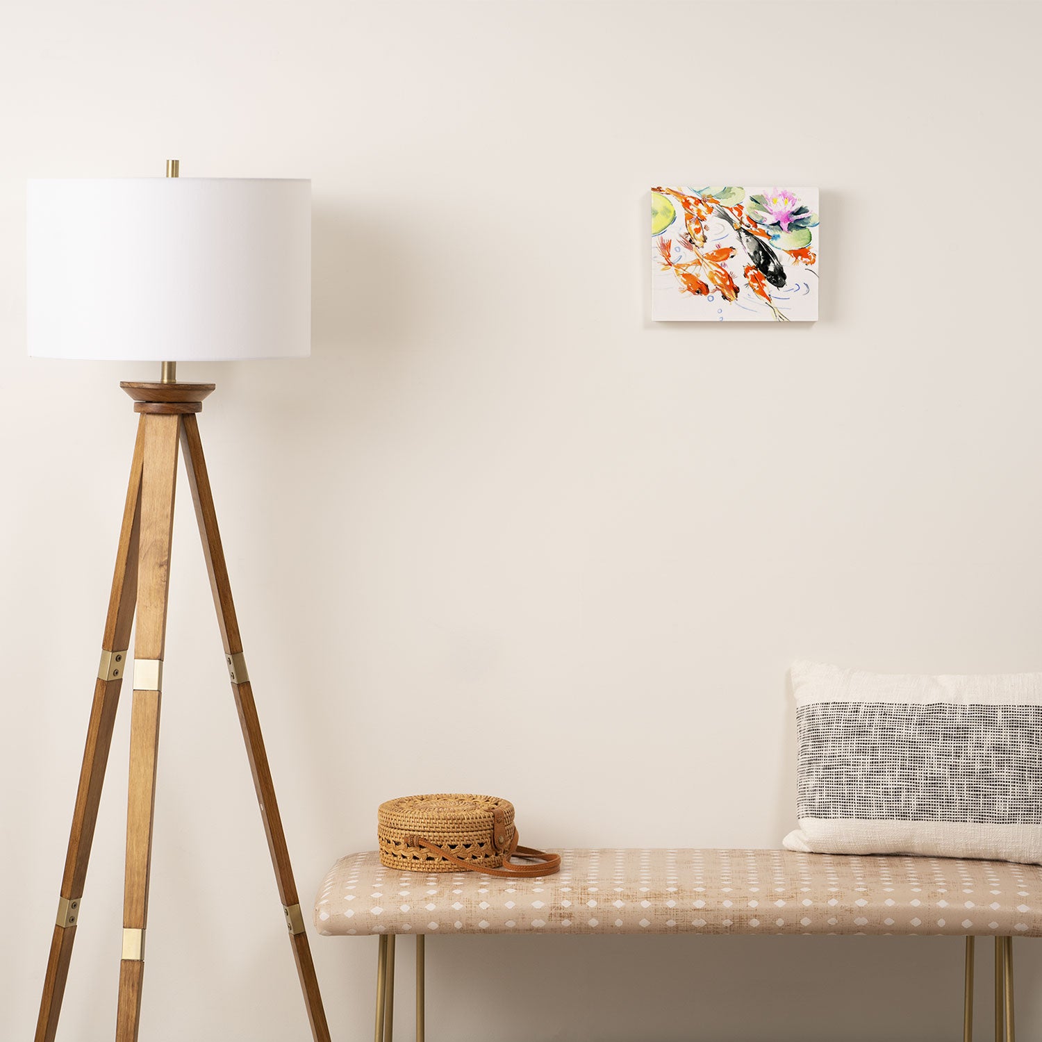 Nine Koi Fish, 9 KOI, feng shui artwork asian watercolor ink painting Canvas Print Gallery Image 2