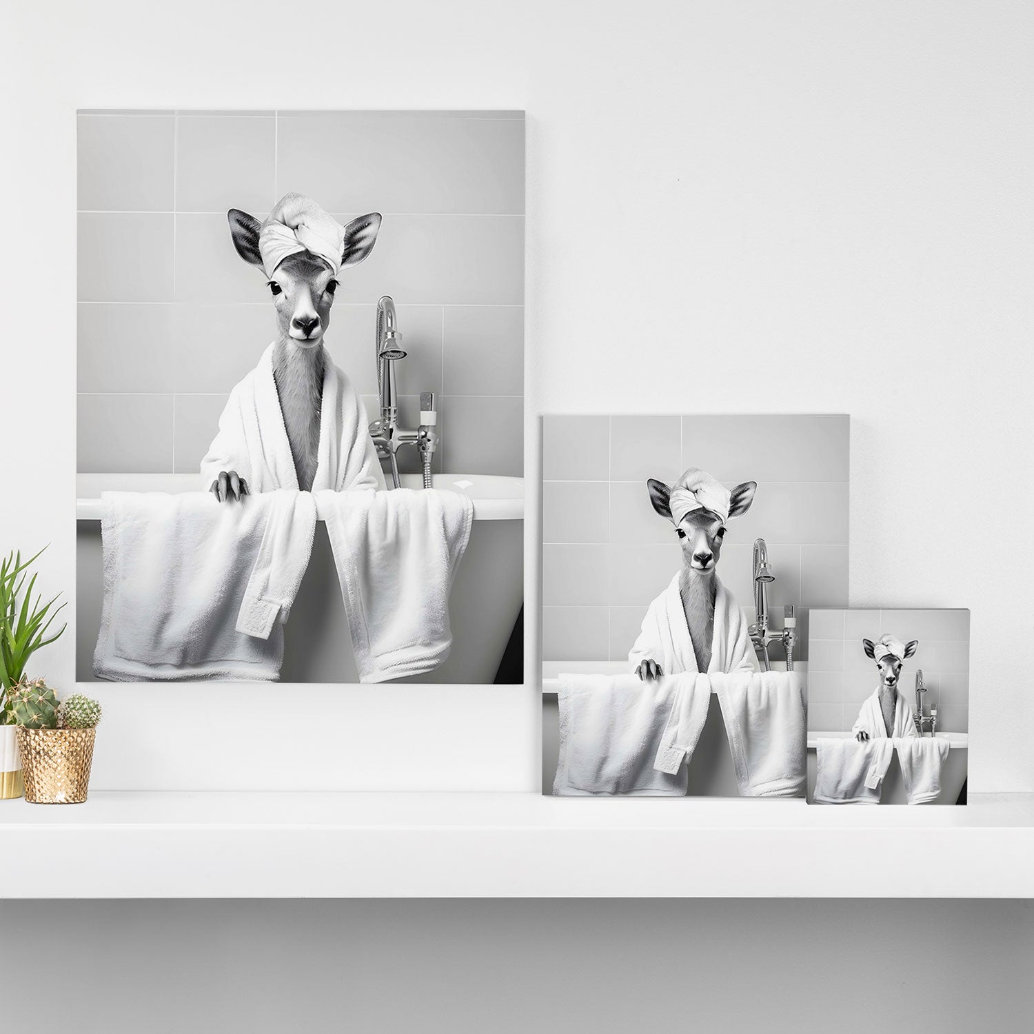 Deer In Bathrobe Canvas Print Gallery Image 3