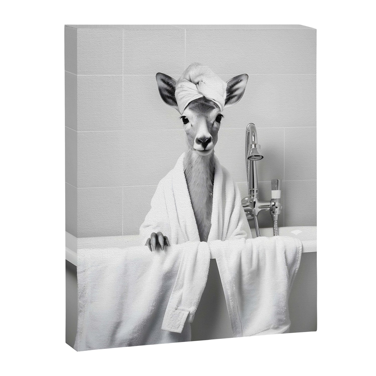 Deer In Bathrobe Canvas Print Gallery Image 3