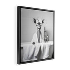 Deer In Bathrobe Framed Canvas Print Gallery Image 2