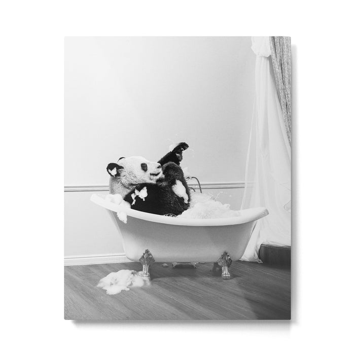 Panda Taking a Bath Metal Print Gallery Image 1