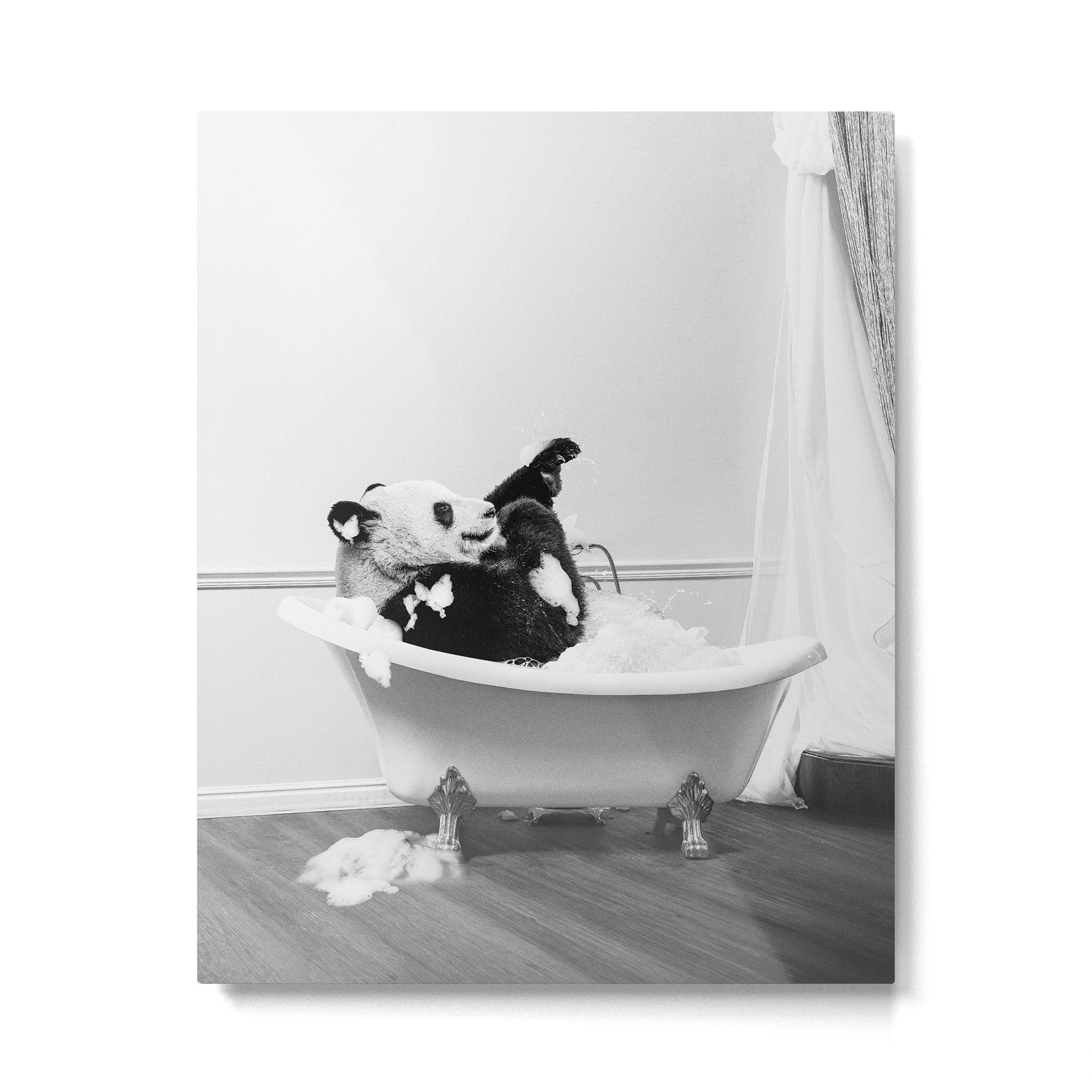 Panda Taking a Bath Metal Print Gallery Image 4