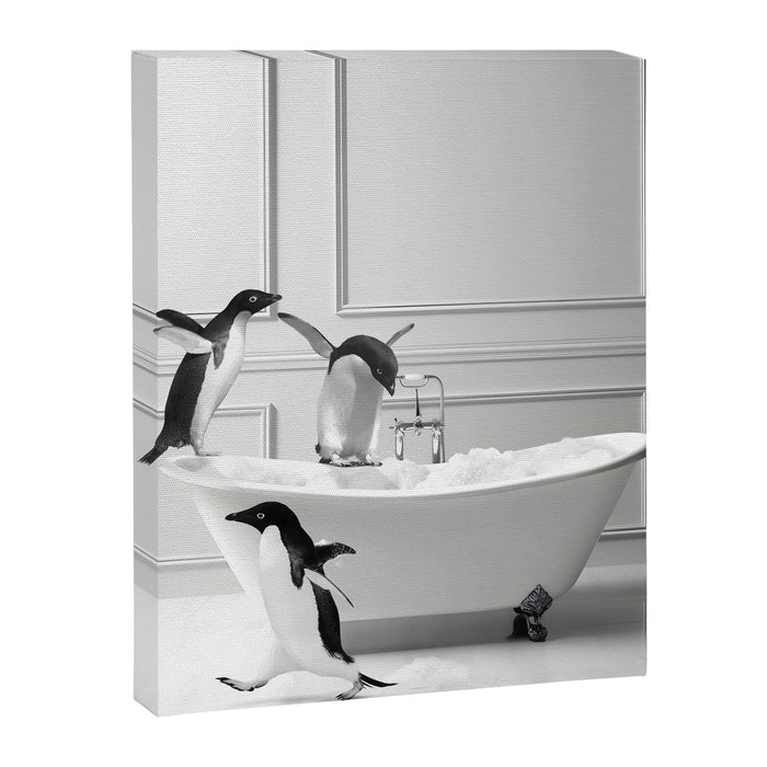 Penguin in Bathtub Canvas Print Gallery Image 1