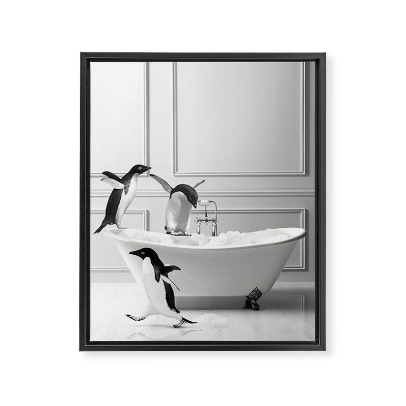 Penguin in Bathtub Framed Canvas Print Gallery Image 6