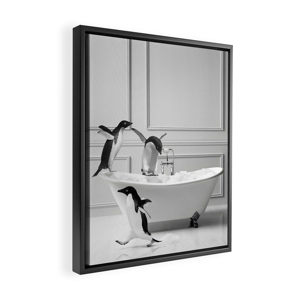 Penguin in Bathtub Framed Canvas Print Gallery Image 2