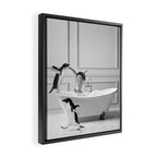 Penguin in Bathtub Framed Canvas Print Gallery Image 2