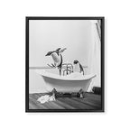 Penguin Taking a Bath Framed Canvas Print Gallery Image 6