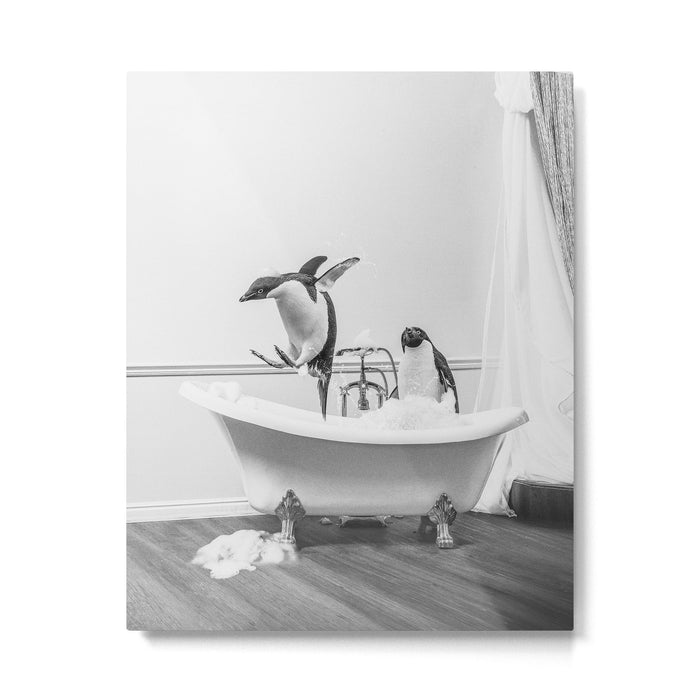 Penguin Taking a Bath Metal Print Gallery Image 1