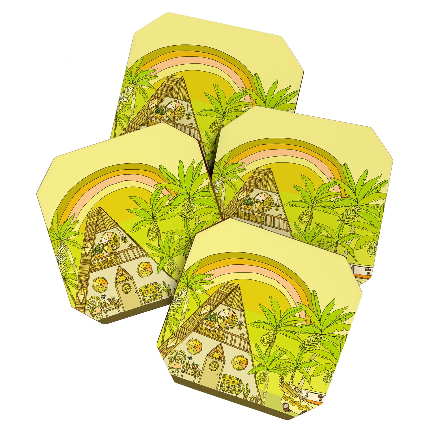 a frame simple living // banana pancakes // retro surf art by surfy birdy Coaster Gallery Image 1