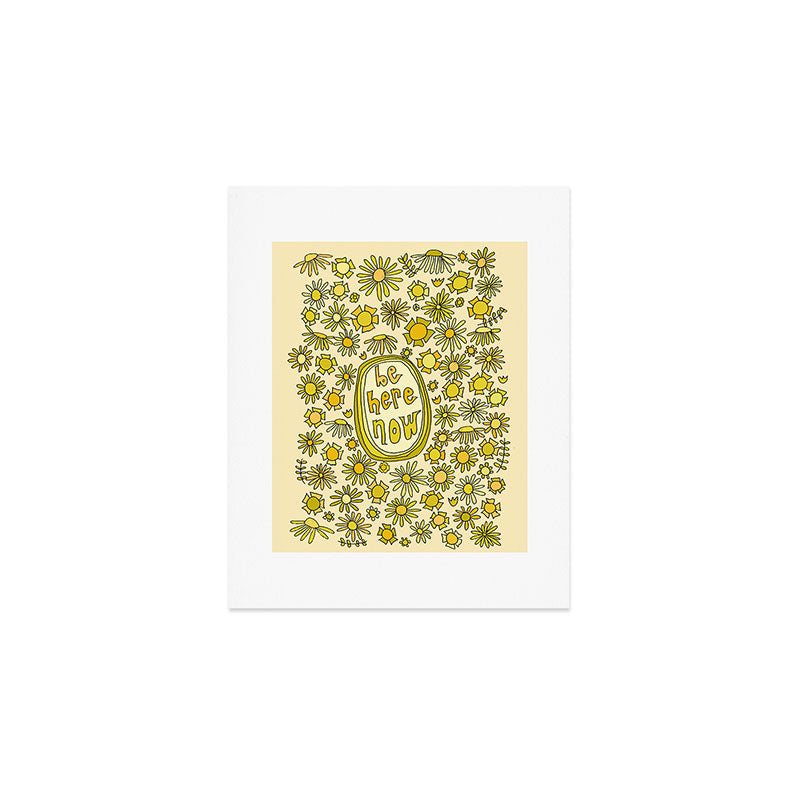 be here now // flower power // retro surf art by surfy birdy Art Print Gallery Image 1