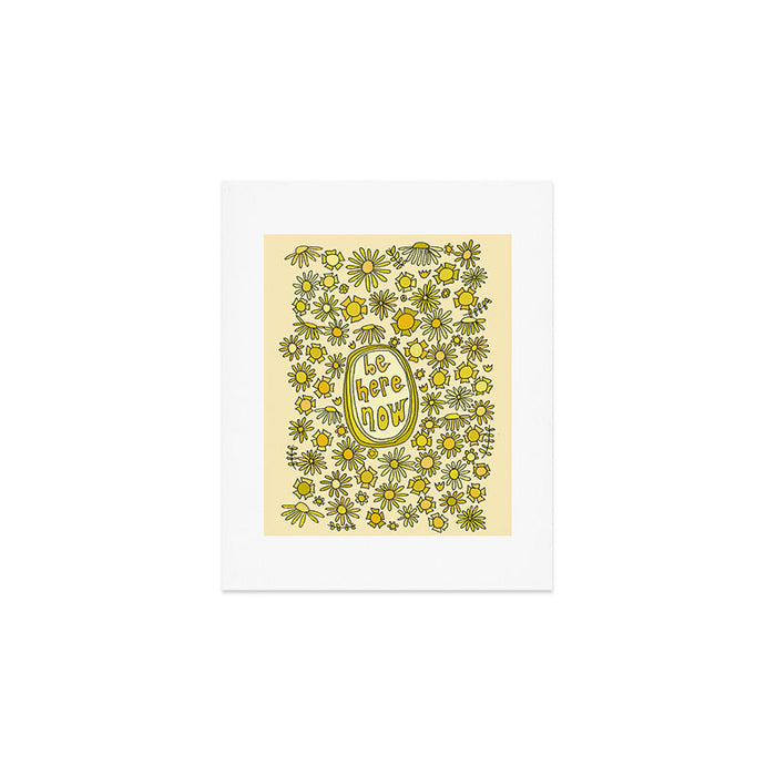 be here now // flower power // retro surf art by surfy birdy Art Print Gallery Image 1