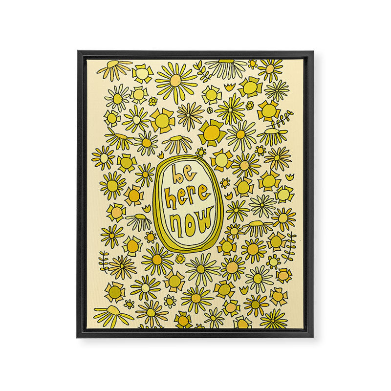be here now // flower power // retro surf art by surfy birdy Framed Canvas Print Gallery Image 6