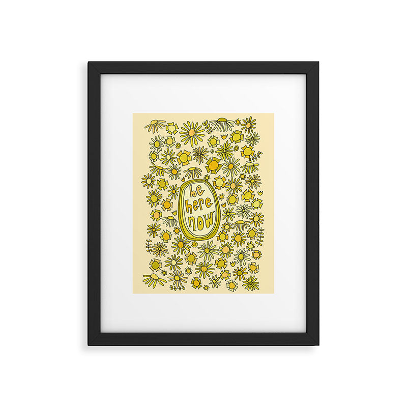 be here now // flower power // retro surf art by surfy birdy Framed Art Print Gallery Image 5