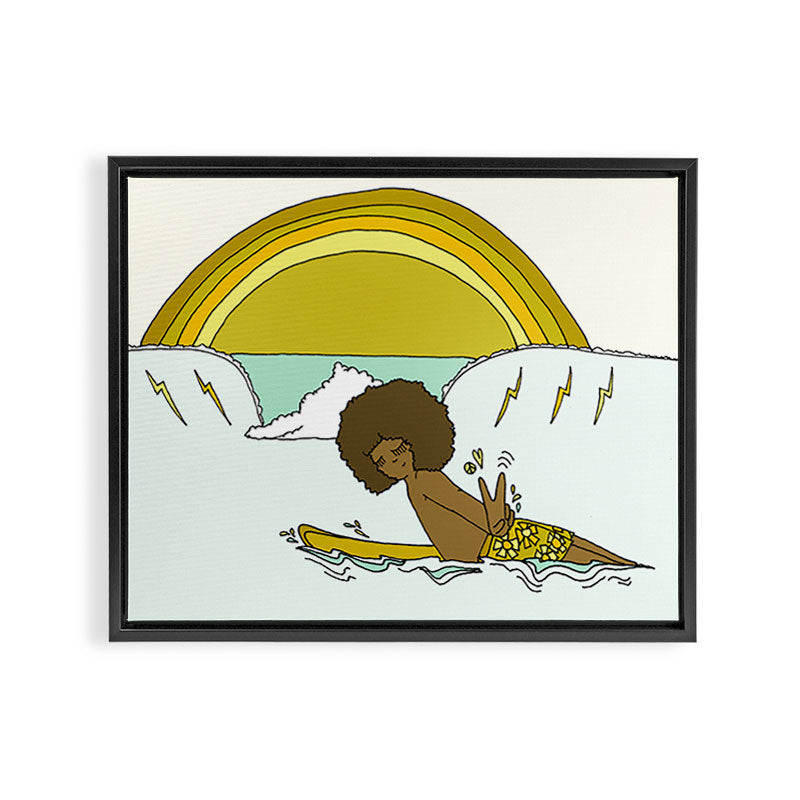 "buttons" kaluhiokalani 70s surf legend // retro surf art by surfy birdy Framed Canvas Print Gallery Image 6