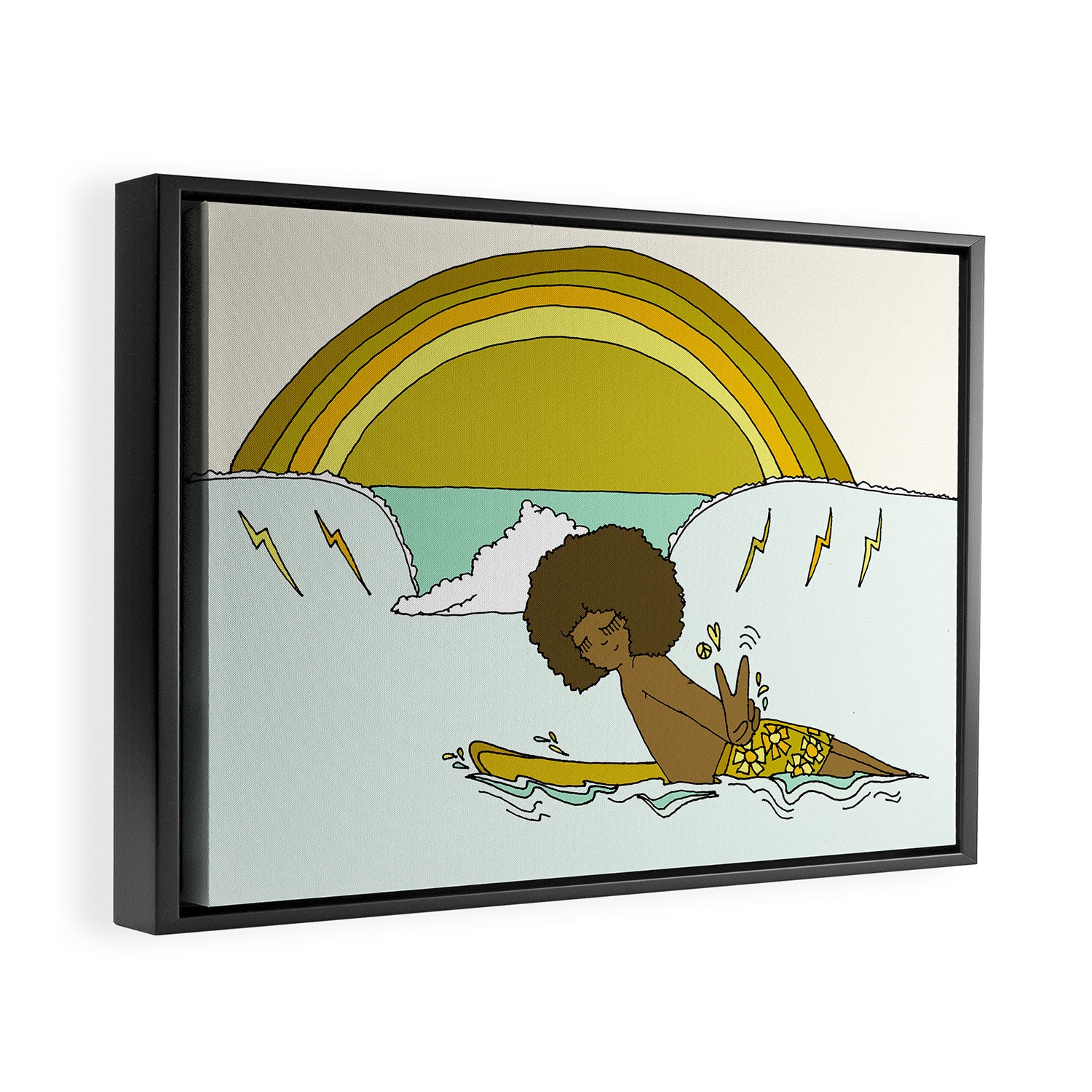 "buttons" kaluhiokalani 70s surf legend // retro surf art by surfy birdy Framed Canvas Print Gallery Image 2