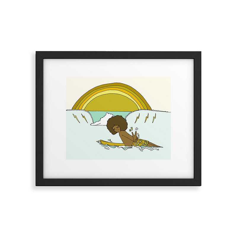 "buttons" kaluhiokalani 70s surf legend // retro surf art by surfy birdy Framed Art Print Gallery Image 5