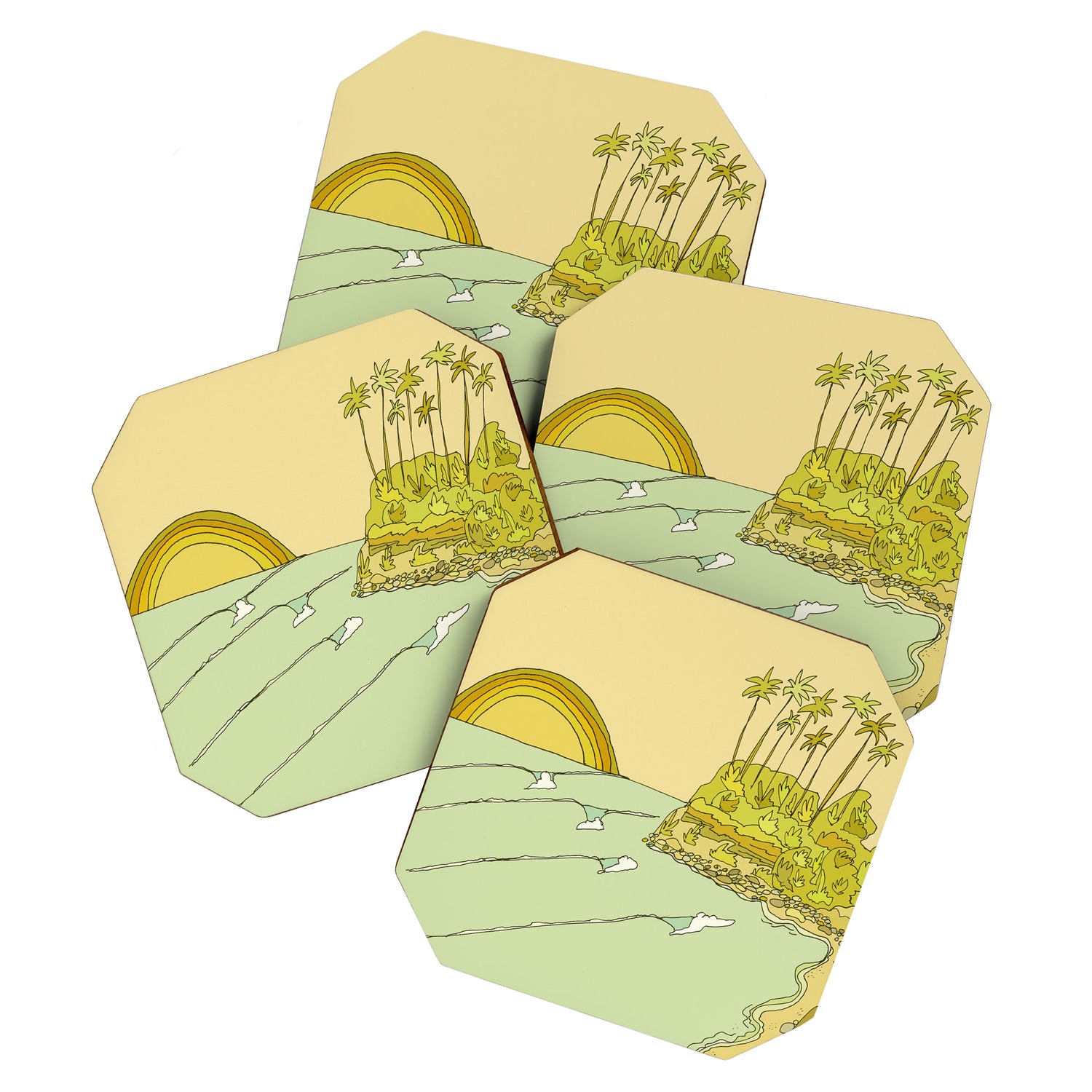 california surf view swamis // retro surf art by surfy birdy Coaster Gallery Image 1