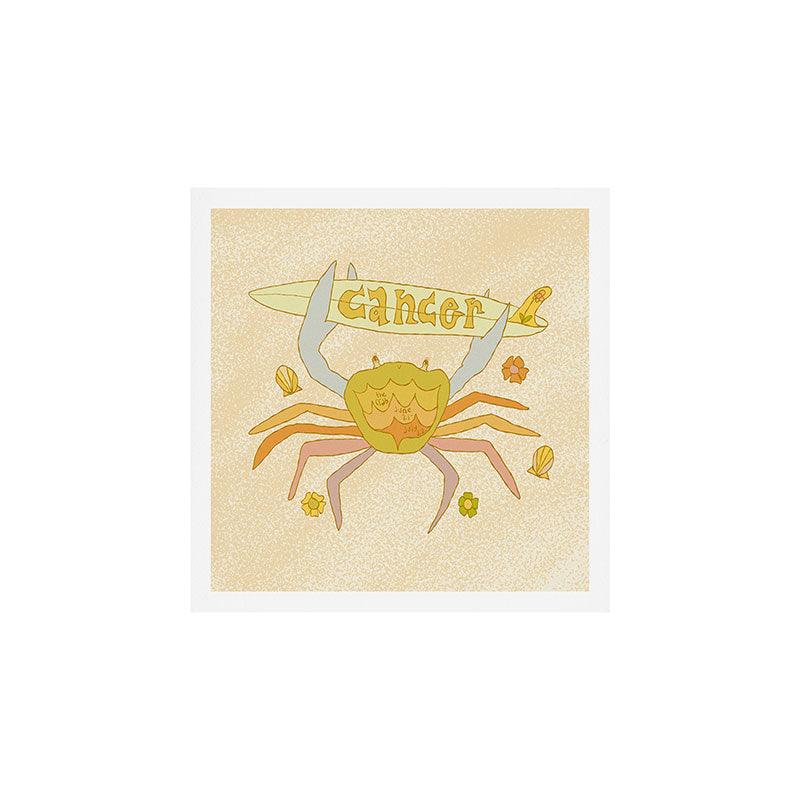 Cancer the surfy crab zodiac retro surf art by surfy birdy Art Print Gallery Image 1