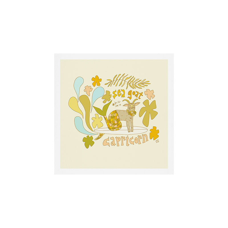 Capricorn surf zodiac sea goat // retro art by surfy birdy Art Print Gallery Image 1