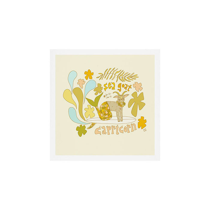 Capricorn surf zodiac sea goat // retro art by surfy birdy Art Print Gallery Image 1