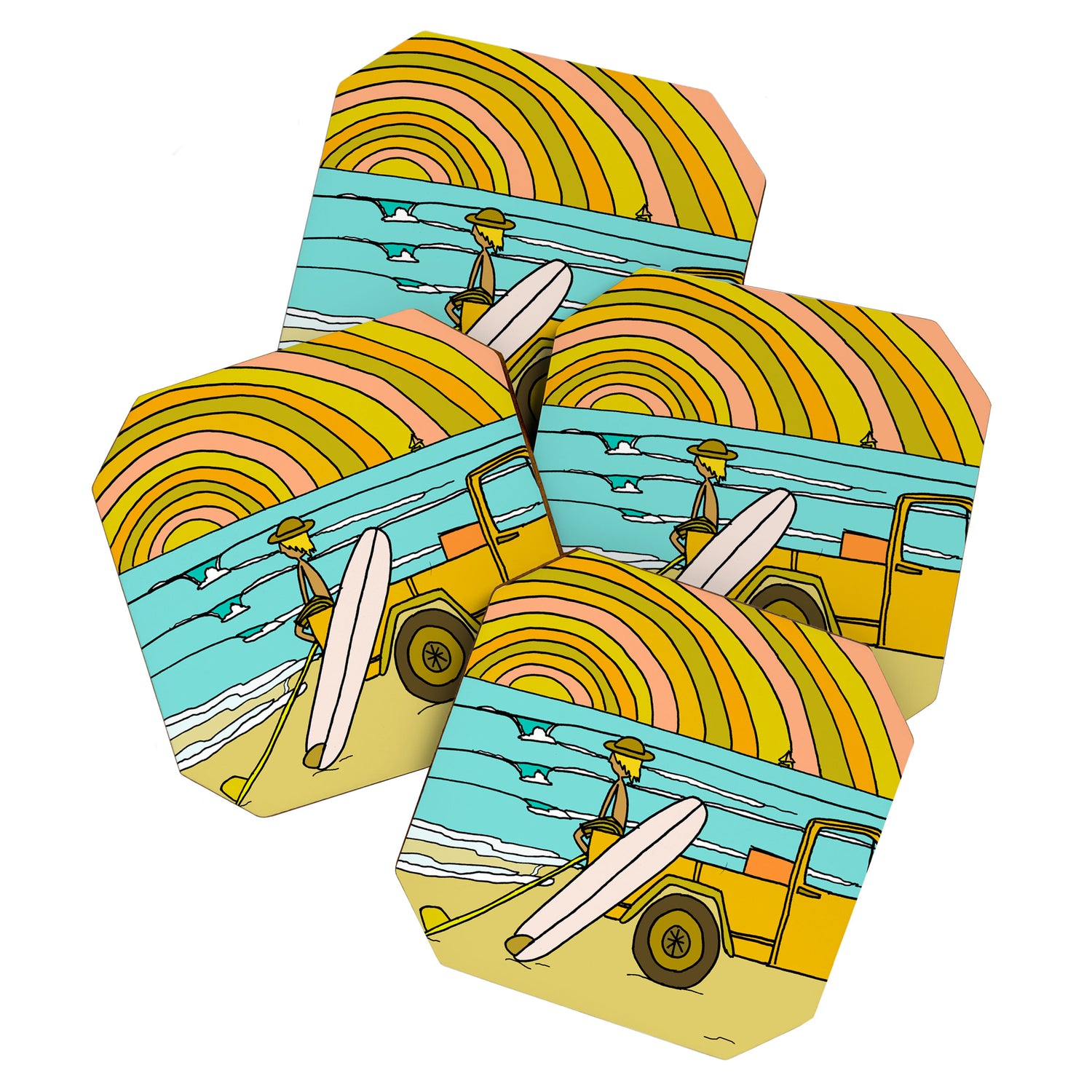 classic summer surf vibes forever Coaster Gallery Image 1
