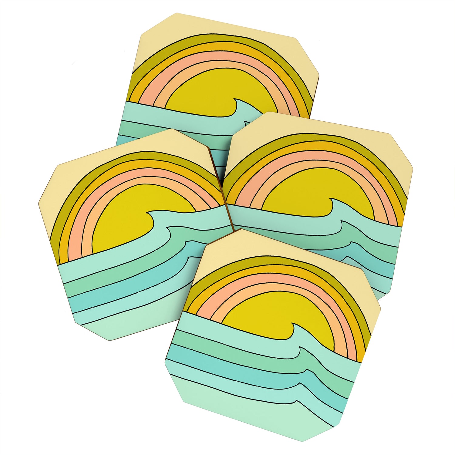 daydreams glassy swells and sunrise radiate by surfy birdy Coaster Gallery Image 1