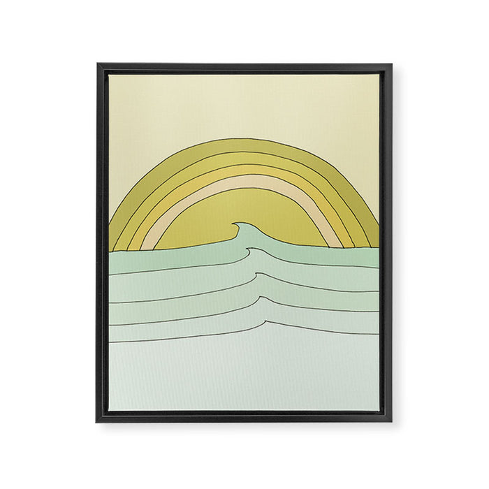 daydreams rainbow waves // retro surf art by surfy birdy Framed Canvas Print Gallery Image 1