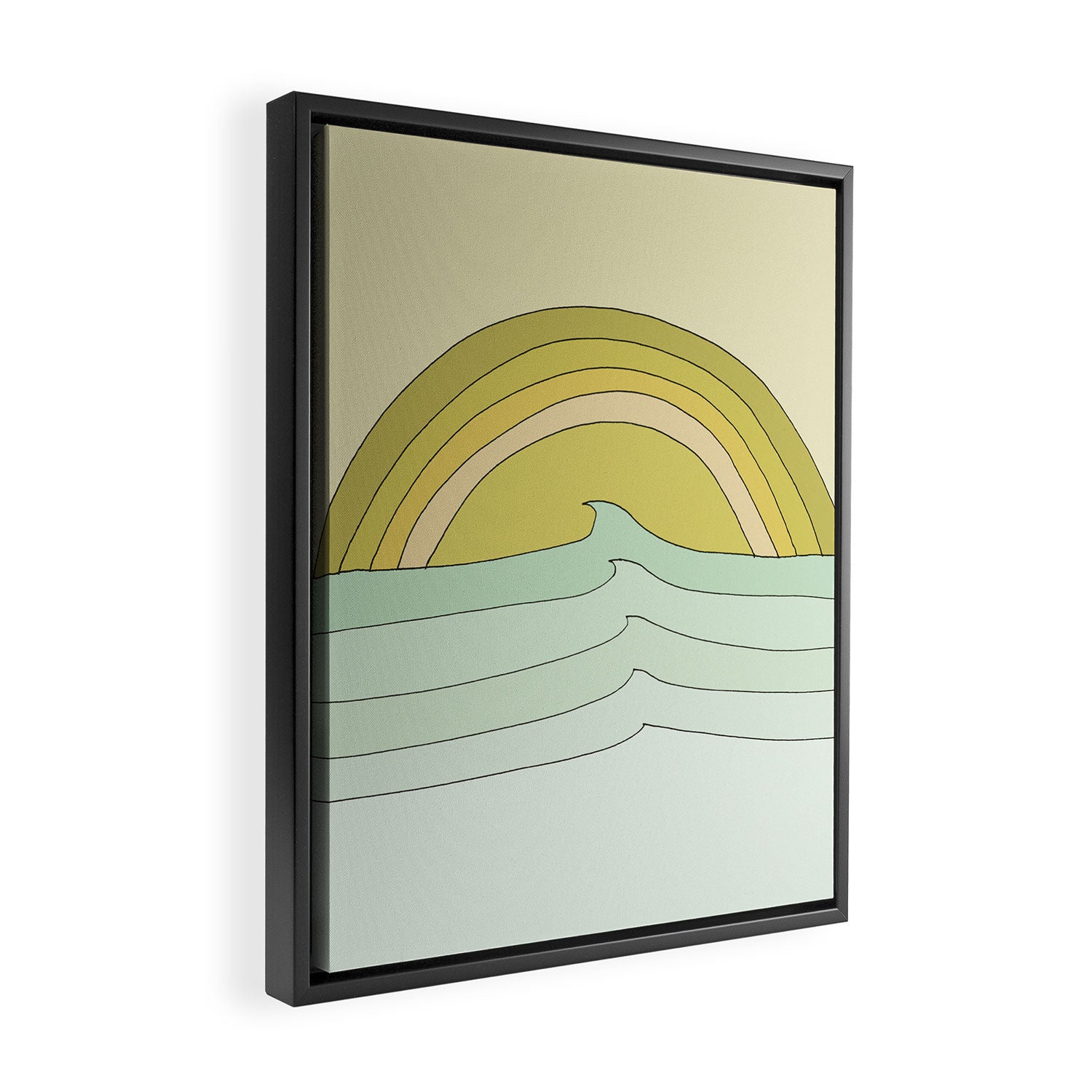 daydreams rainbow waves // retro surf art by surfy birdy Framed Canvas Print Gallery Image 2