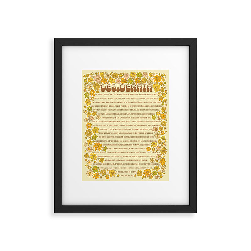 desiderata poem of peaceful living / retro art by surfy birdy Framed Art Print Gallery Image 5