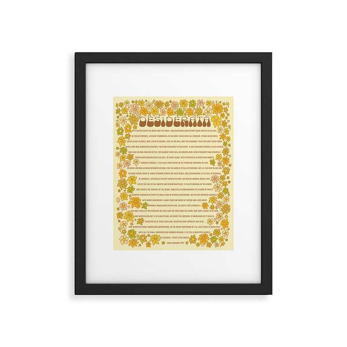 desiderata poem of peaceful living / retro art by surfy birdy Framed Art Print Gallery Image 1