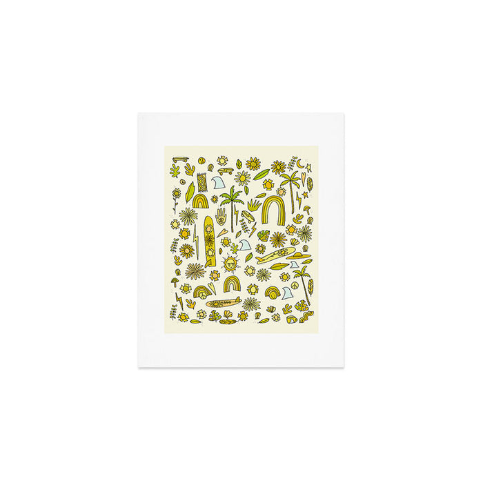 doodle daydreams sunshine and good vibes // retro art by surfy birdy Art Print Gallery Image 1