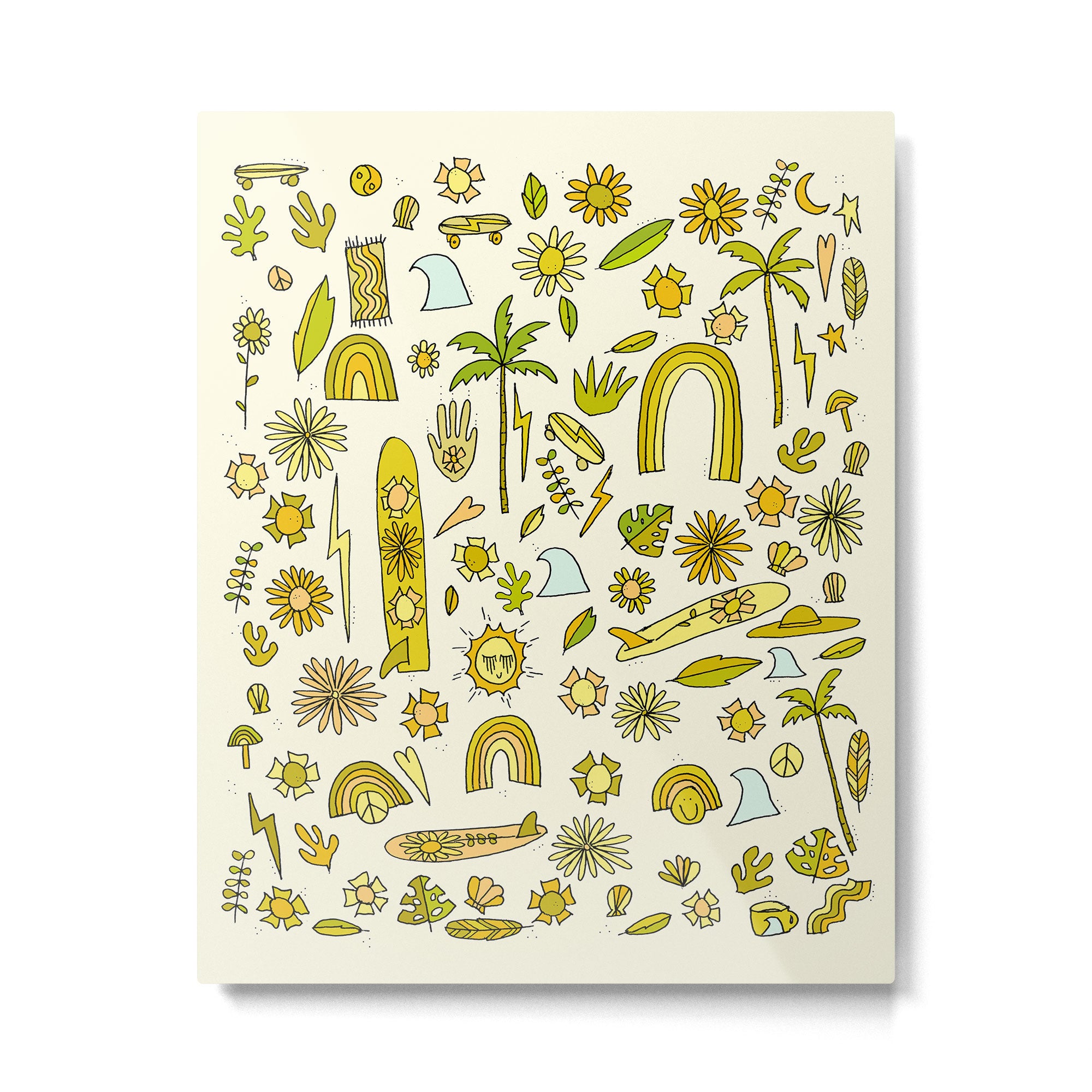 doodle daydreams sunshine and good vibes // retro art by surfy birdy Metal Print Gallery Image 4