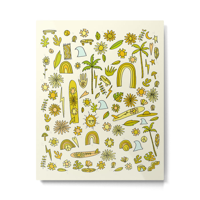 doodle daydreams sunshine and good vibes // retro art by surfy birdy Metal Print Gallery Image 1