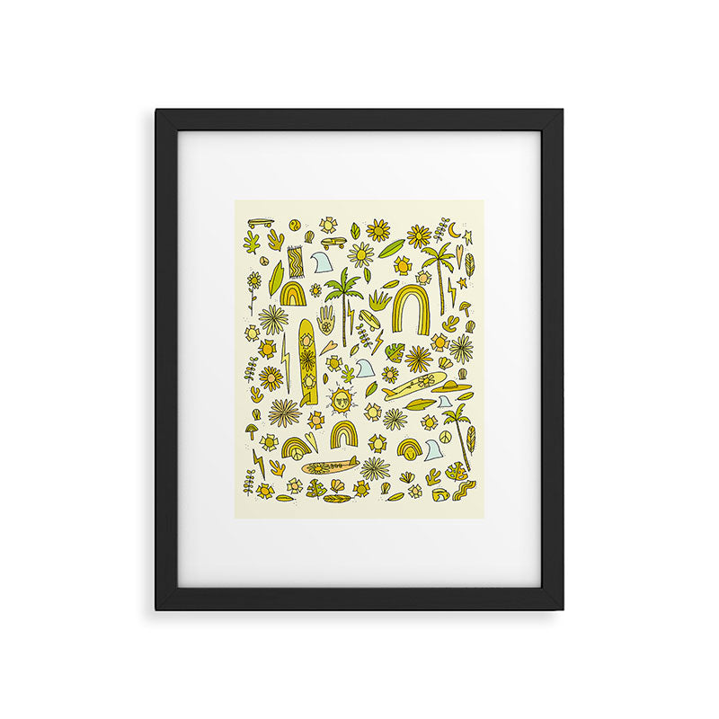 doodle daydreams sunshine and good vibes // retro art by surfy birdy Framed Art Print Gallery Image 5