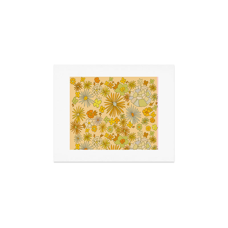 flower power wildflowers brown // retro art by surfy birdy Art Print Gallery Image 1
