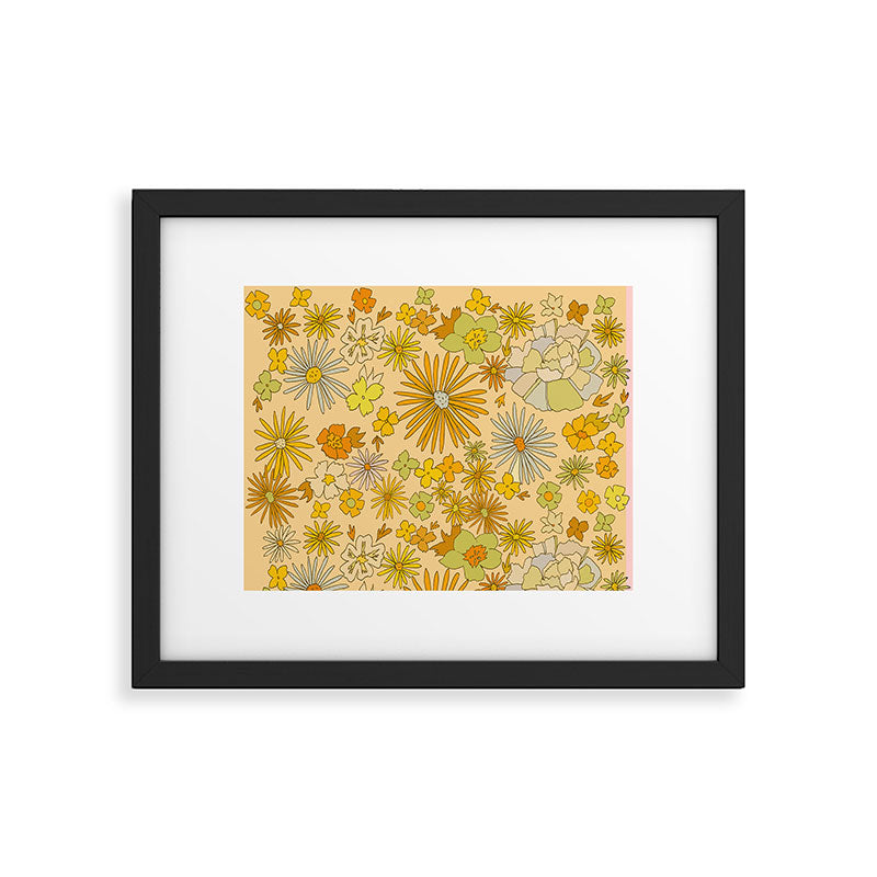 flower power wildflowers brown // retro art by surfy birdy Framed Art Print Gallery Image 5