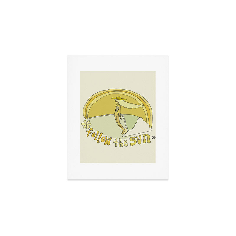 follow the sun lady slide // retro surf art by surfy birdy Art Print Gallery Image 1