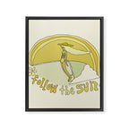 follow the sun lady slide // retro surf art by surfy birdy Framed Canvas Print Gallery Image 8