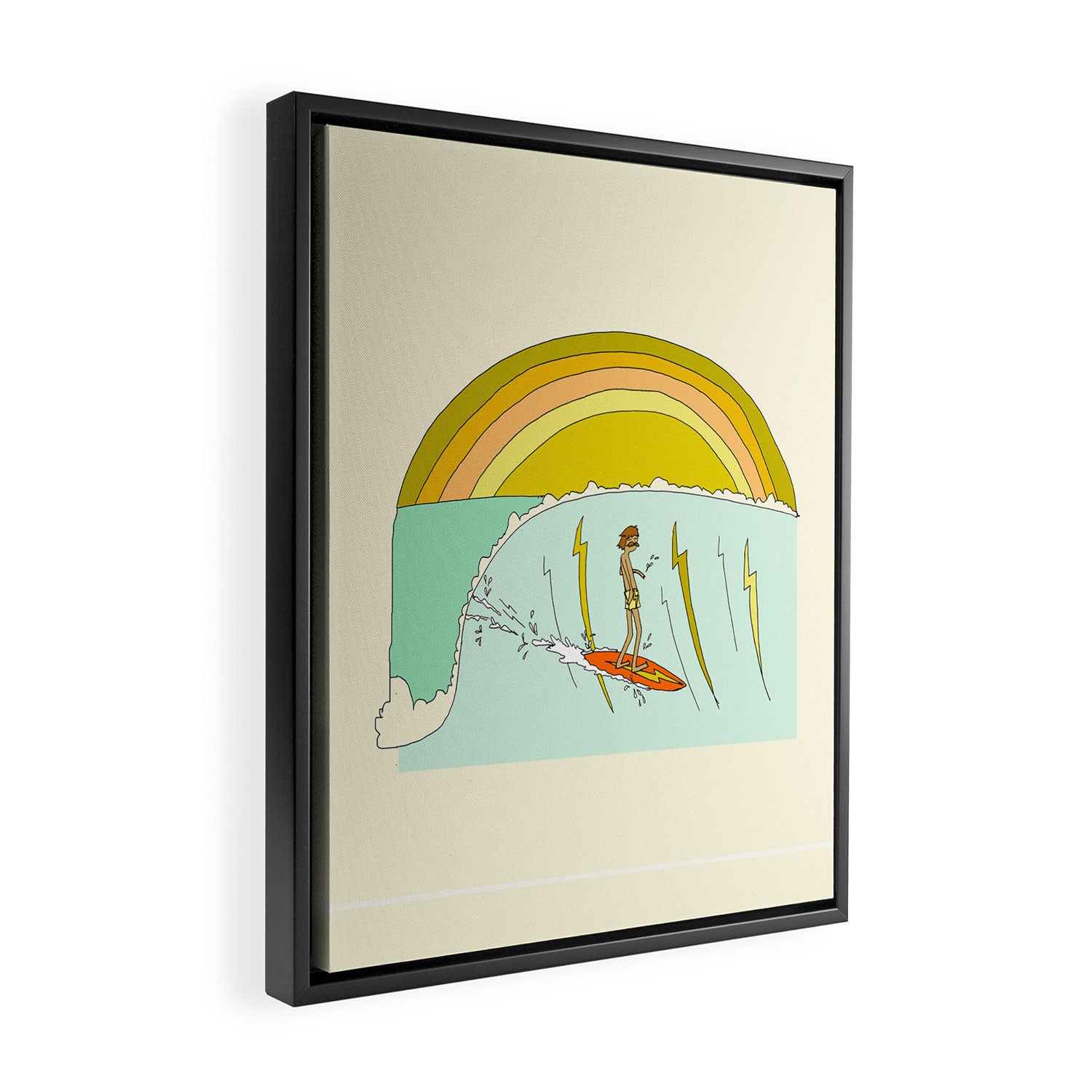 gerry lopez pipeline 70s daydreams // retro surf art by surfy birdy Framed Canvas Print Gallery Image 2