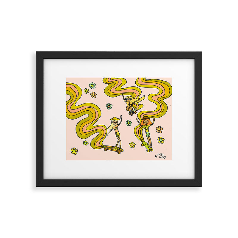 girl gang // dogtown and z girls // skateboard girl power by surfy birdy Framed Art Print Gallery Image 5