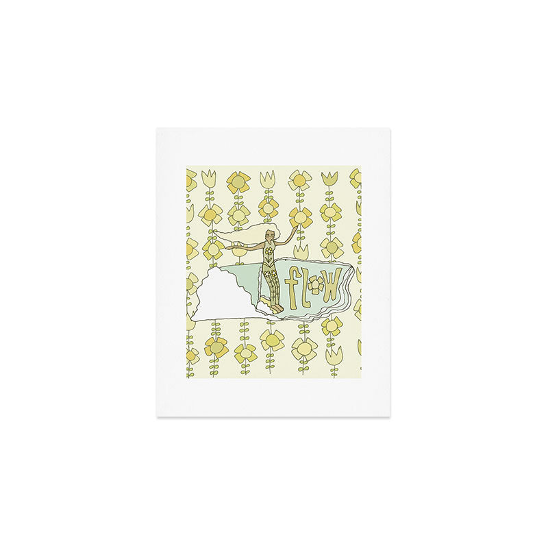 go with the flow flower power surf // retro surf art by surfy birdy Art Print Gallery Image 1